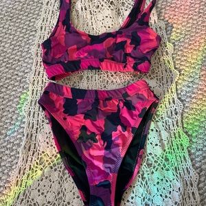 2pc Camo High Waisted Bikini